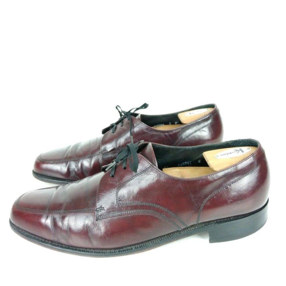 Vintage Florsheim Men's Burgundy Leather Apron Toe Oxfords Size 12B